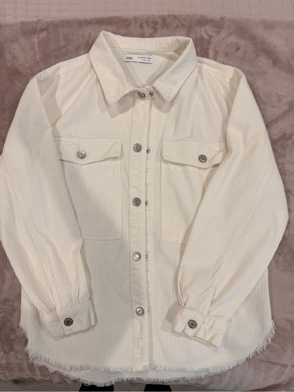 ZARA Cream Corduroy Button-Front Jacket